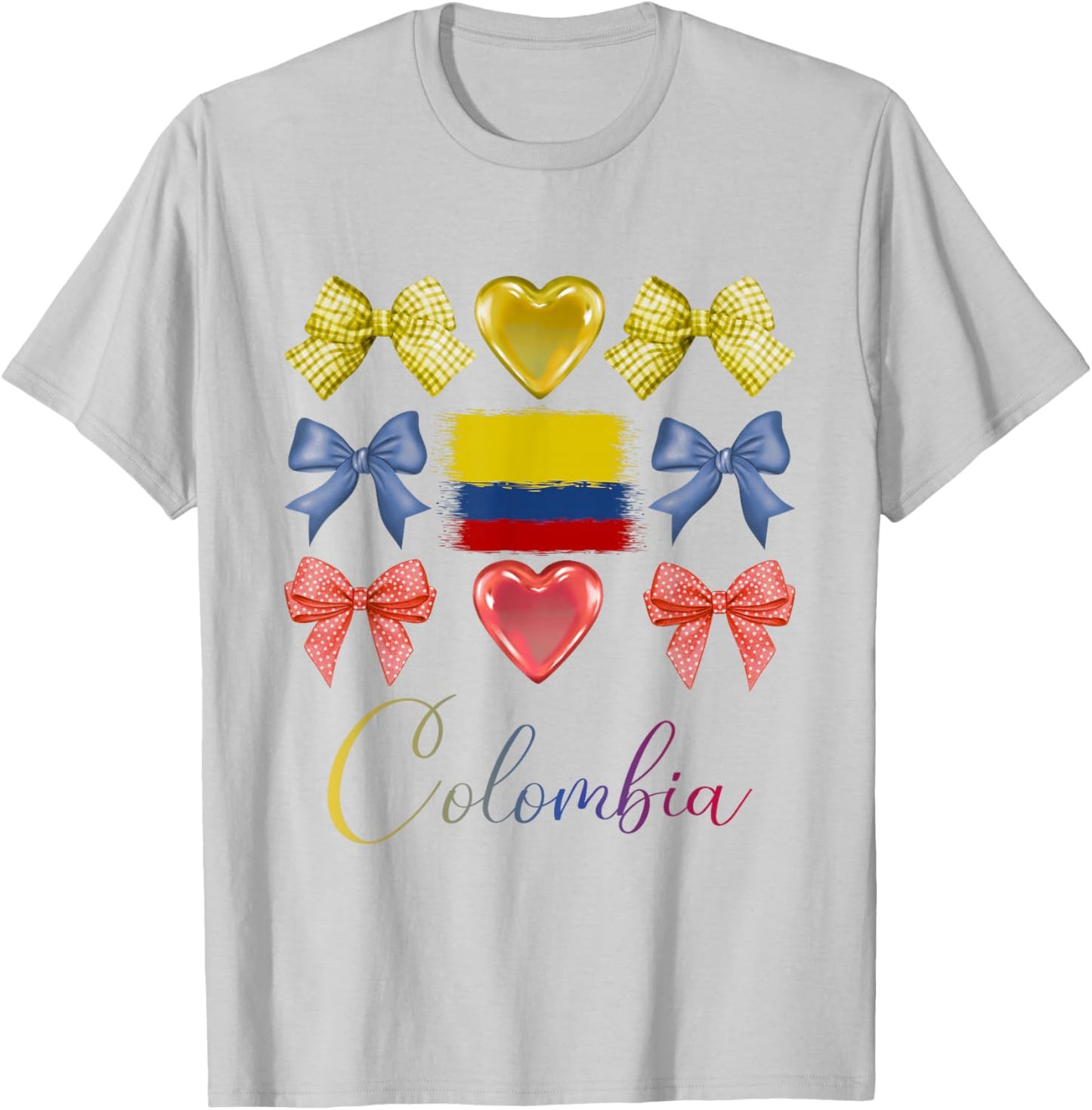 Colombian Bows Pride Roots Latina Women Girls Colombia Bow T-Shirt - T-Shirt | Ash