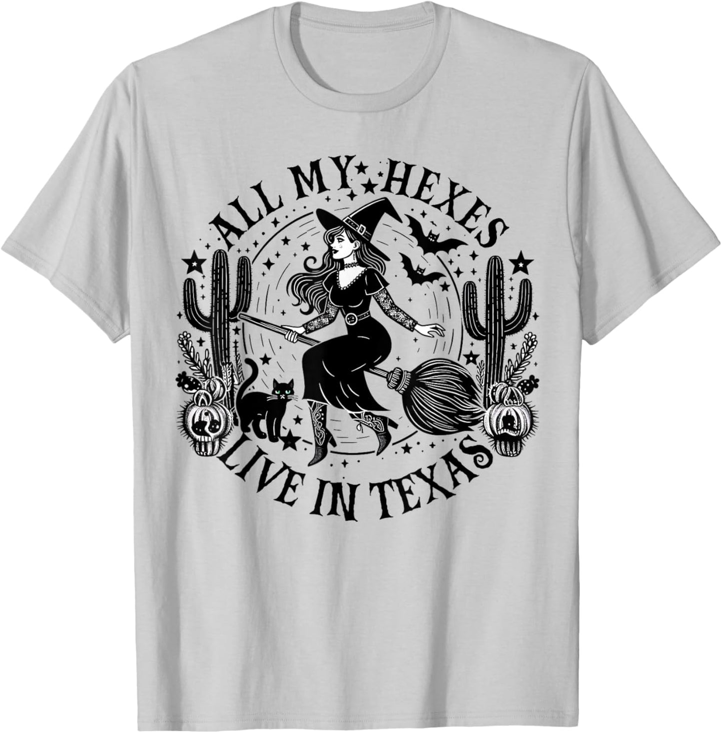 All My Hexes Live In Texas Western Country Witch Halloween T-Shirt - T-Shirt | Ash
