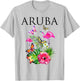 Aruba Flowers Paradise Butterflies Hawaii Print T-Shirt - T-Shirt | Ash