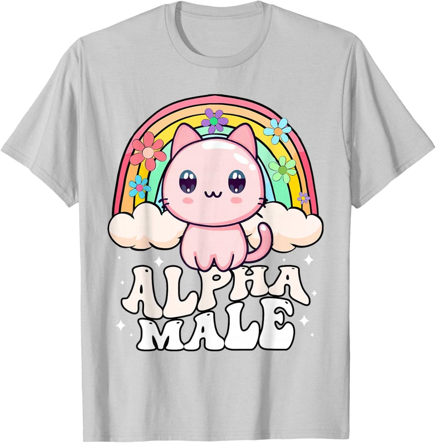 Alpha Male Cat Kitten Rainbow T-Shirt - T-Shirt | Ash