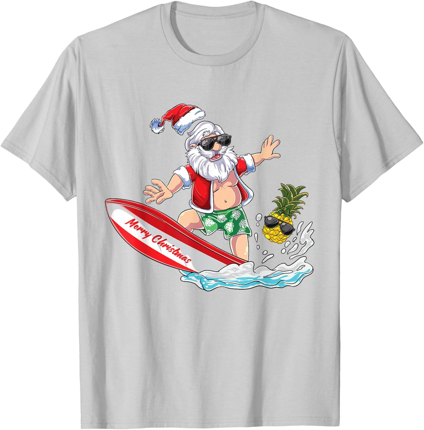 Surfing Santa Beach Holiday Plams Christmas in July Surf Women Kids T-Shirt - T-Shirt | Ash