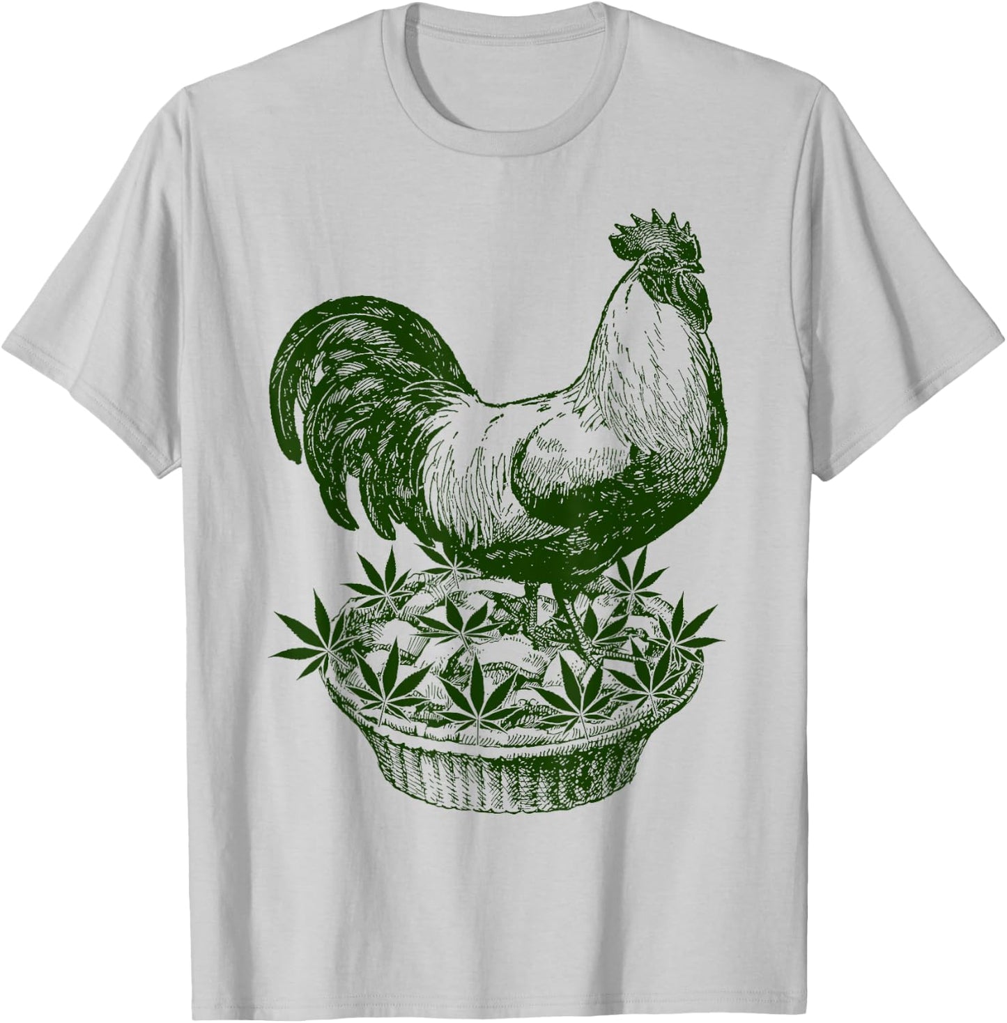 420 Designs Time By Big Ray Designs Women's Marijuana Themed Chicken Pot Pie design T-Shirt - T-Shirt | Ash