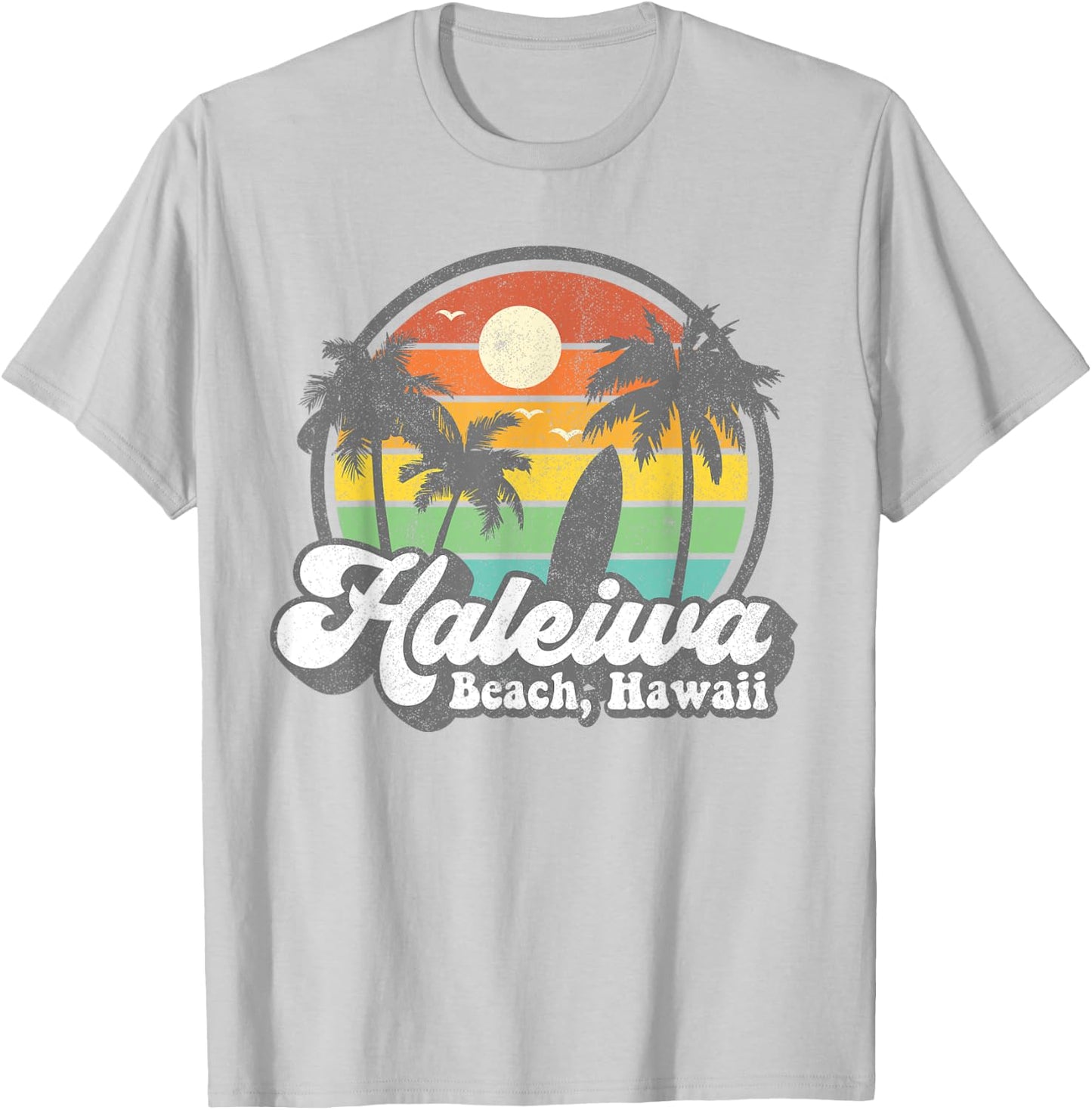 Vintage Haleiwa Beach Hawaii Surf Hawaiian Surfing 70's Gift T-Shirt - T-Shirt | Ash