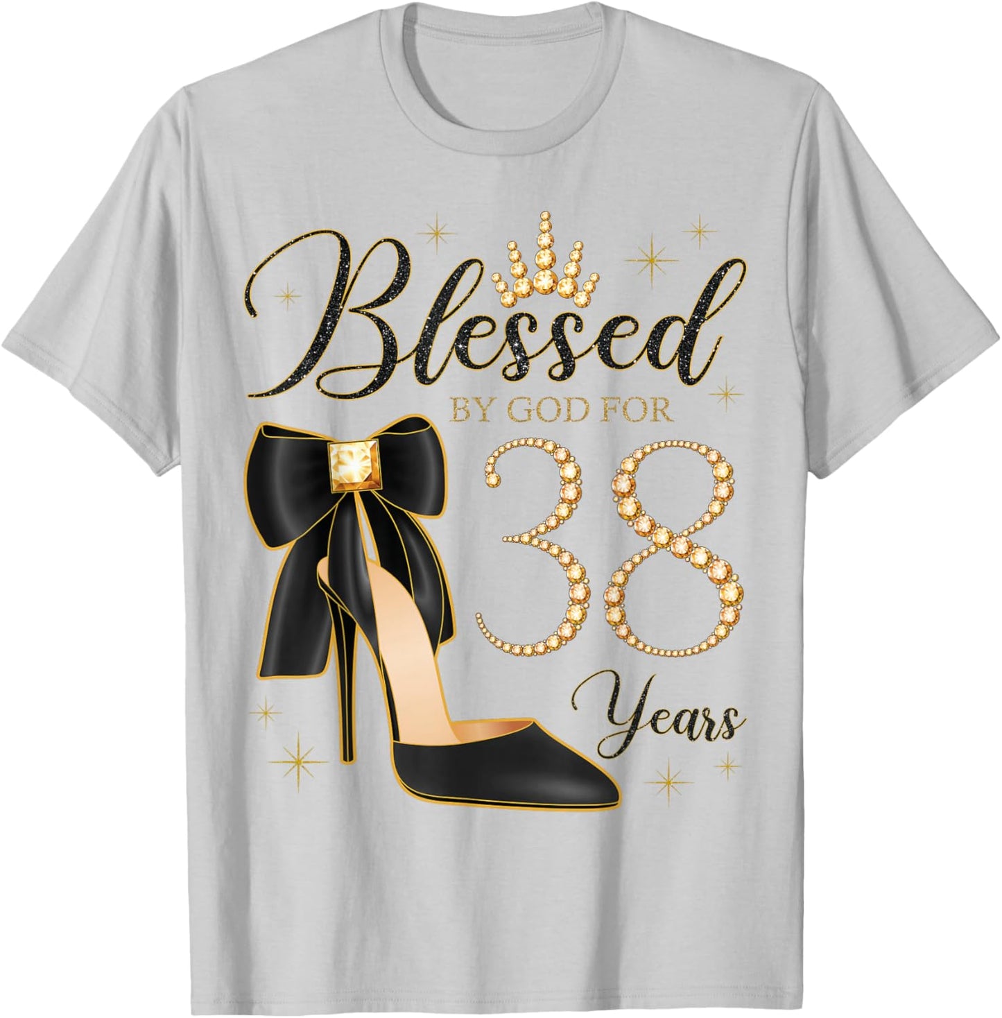 Blessed By God For 38 Years Old 38th Birthday Party Queen T-Shirt - T-Shirt | Ash