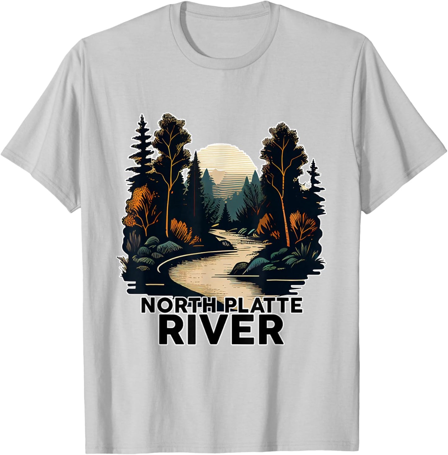 North Platte River Retro River North Platte T-Shirt - T-Shirt | Ash