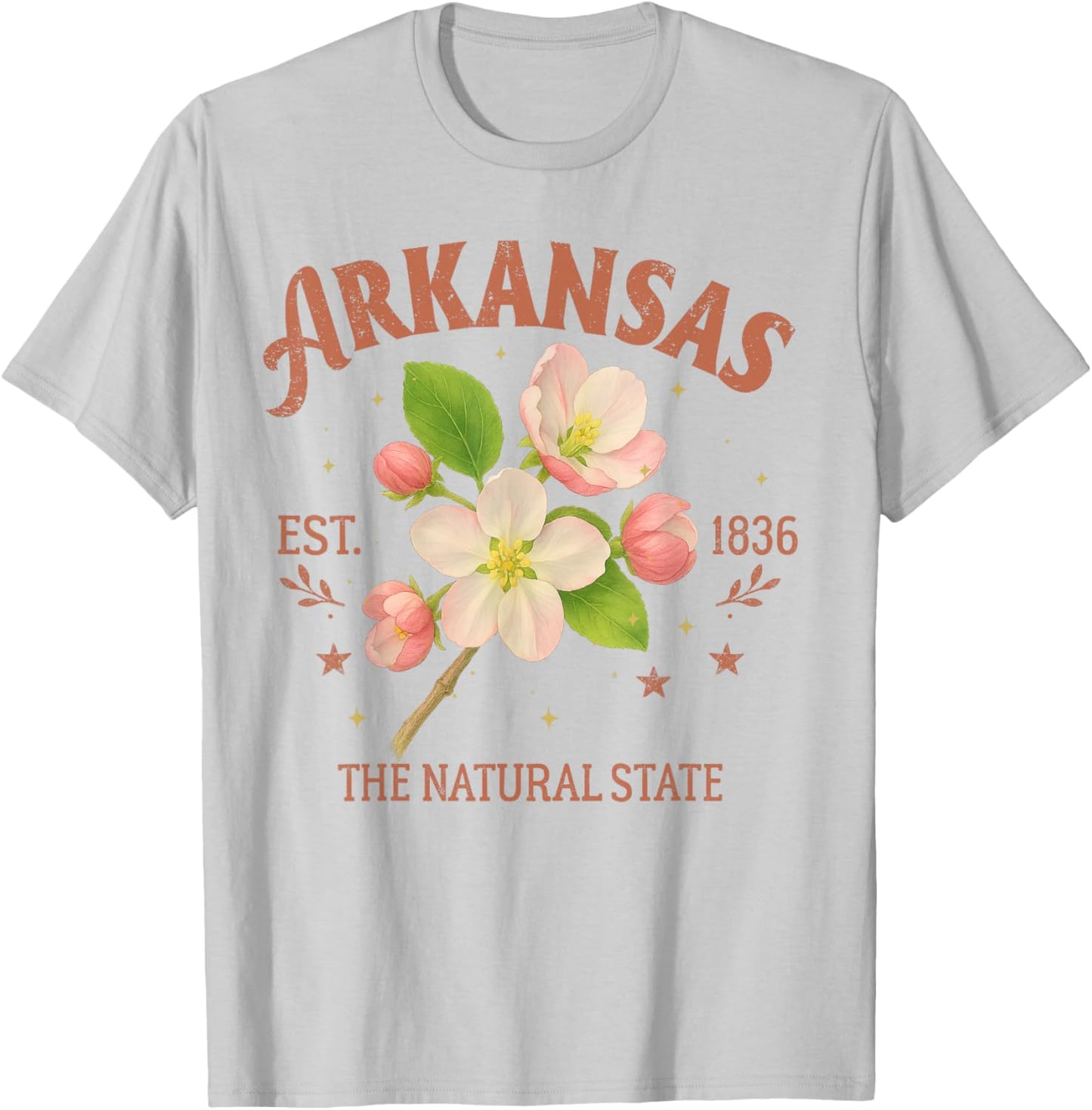 Arkansas Traveling The Natural State Souvenir Apple Blossom T-Shirt - T-Shirt | Ash