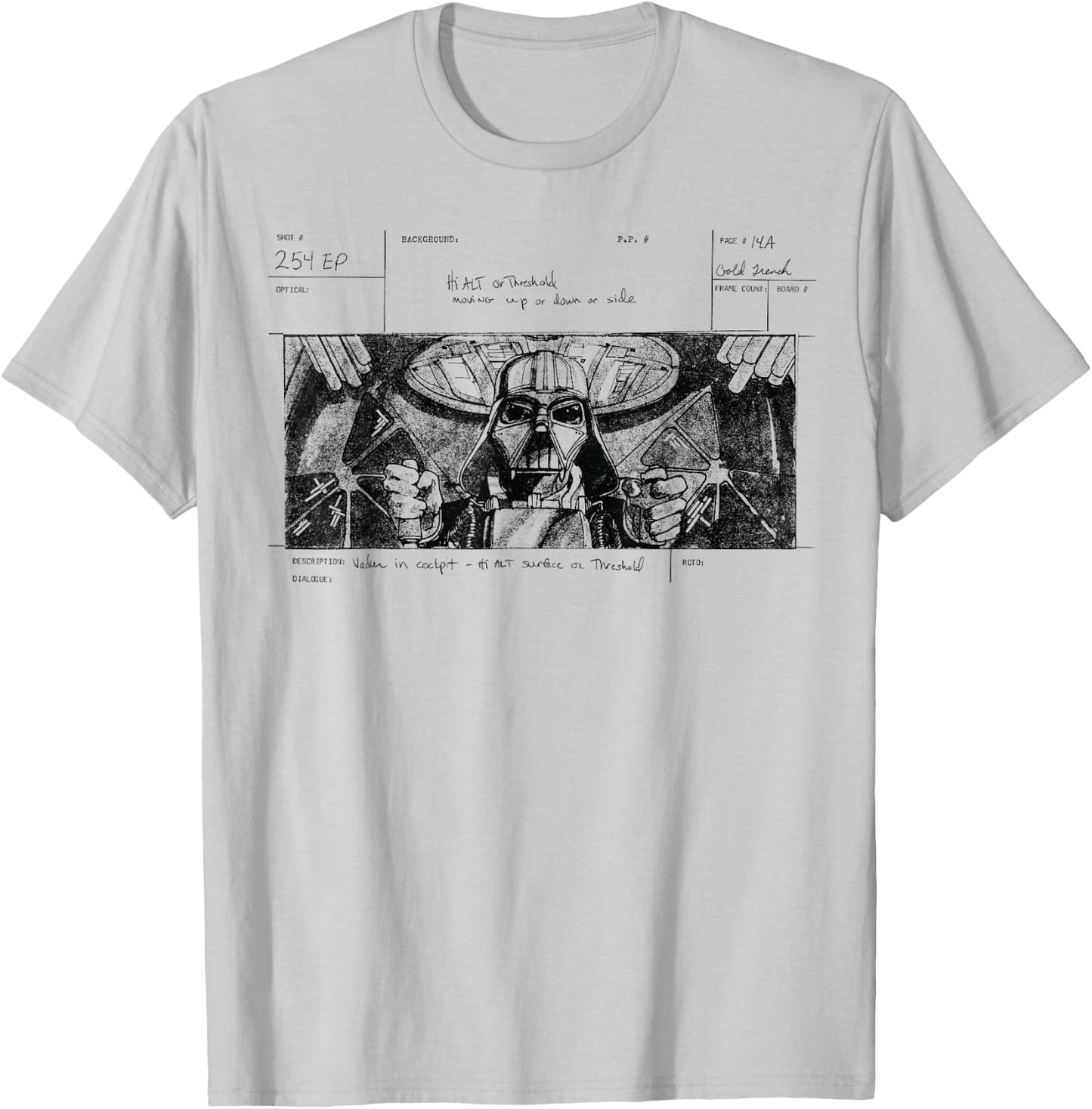 Star Wars A New Hope Darth Vader Storyboard Concept Art T-Shirt - T-Shirt | Ash