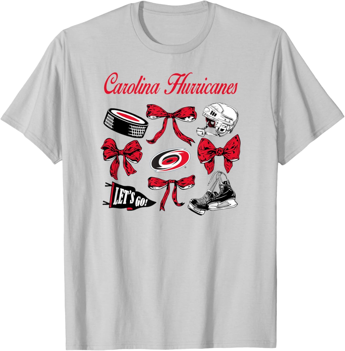 Carolina Hurricanes Bows Gray NHL Officially Licensed T-Shirt - T-Shirt | Ash