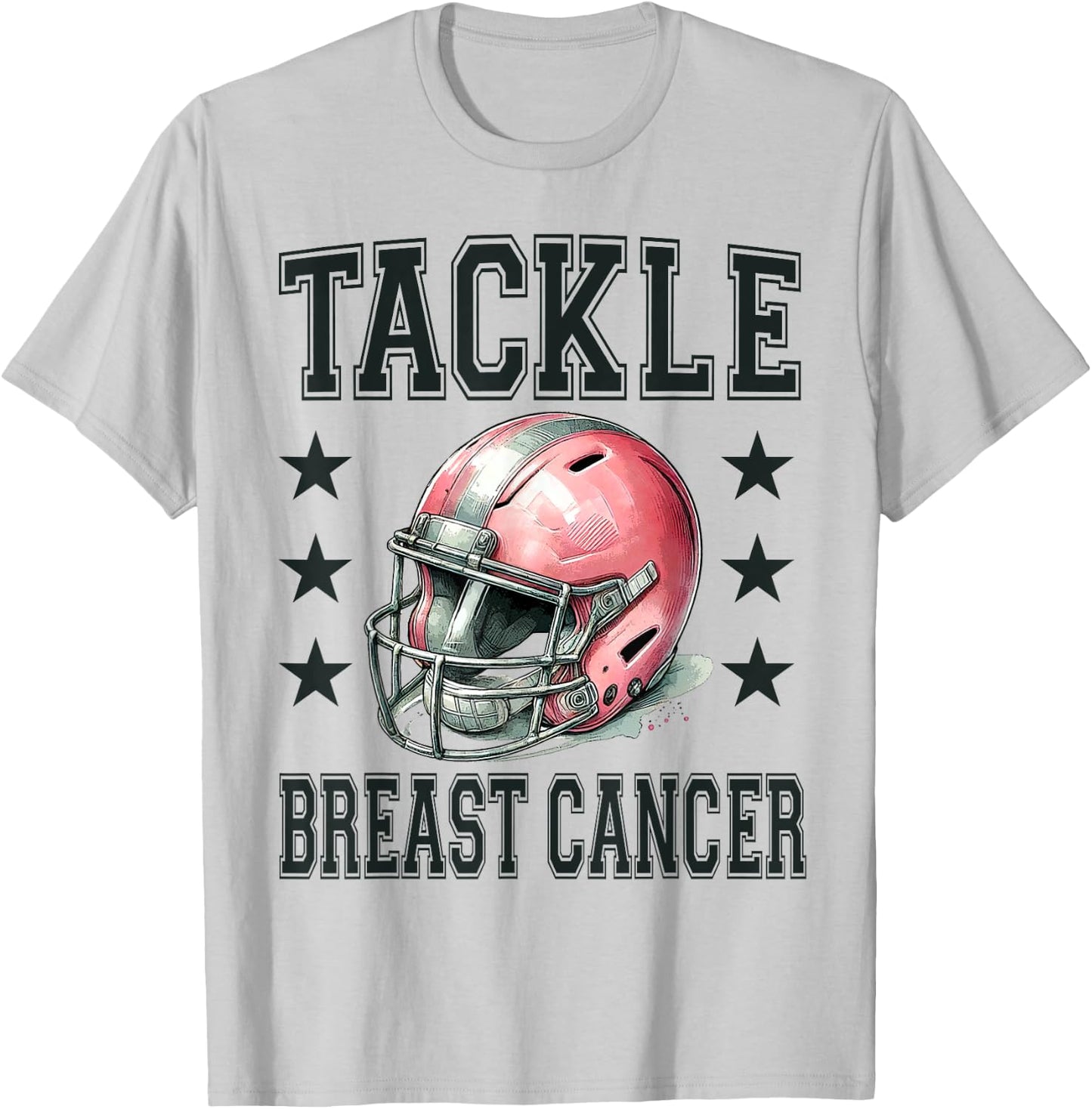 Tackle Breast Cancer Pink Football Helmet Awareness Design T-Shirt - T-Shirt | Ash