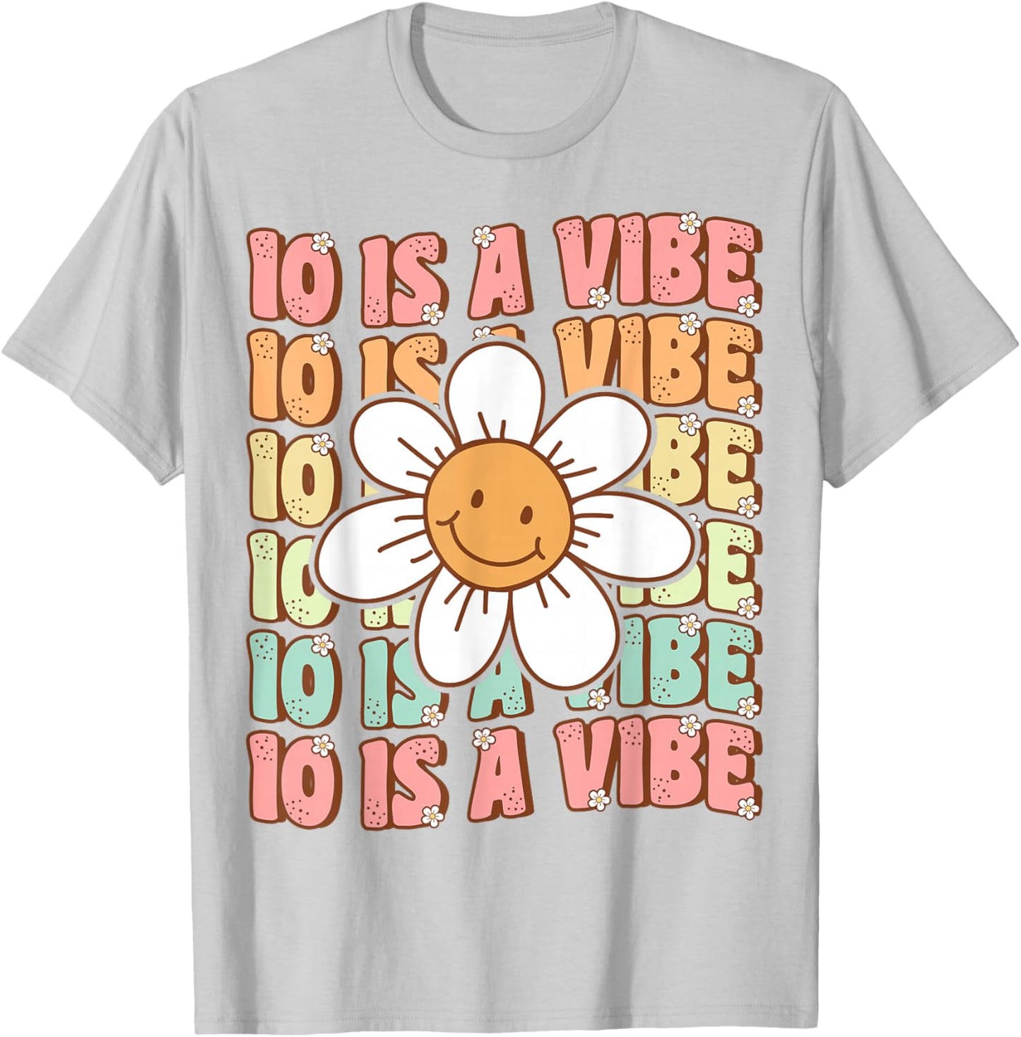 Ten is A Vibe Cute Groovy 10th Birthday Party Daisy Flower T-Shirt - T-Shirt | Ash