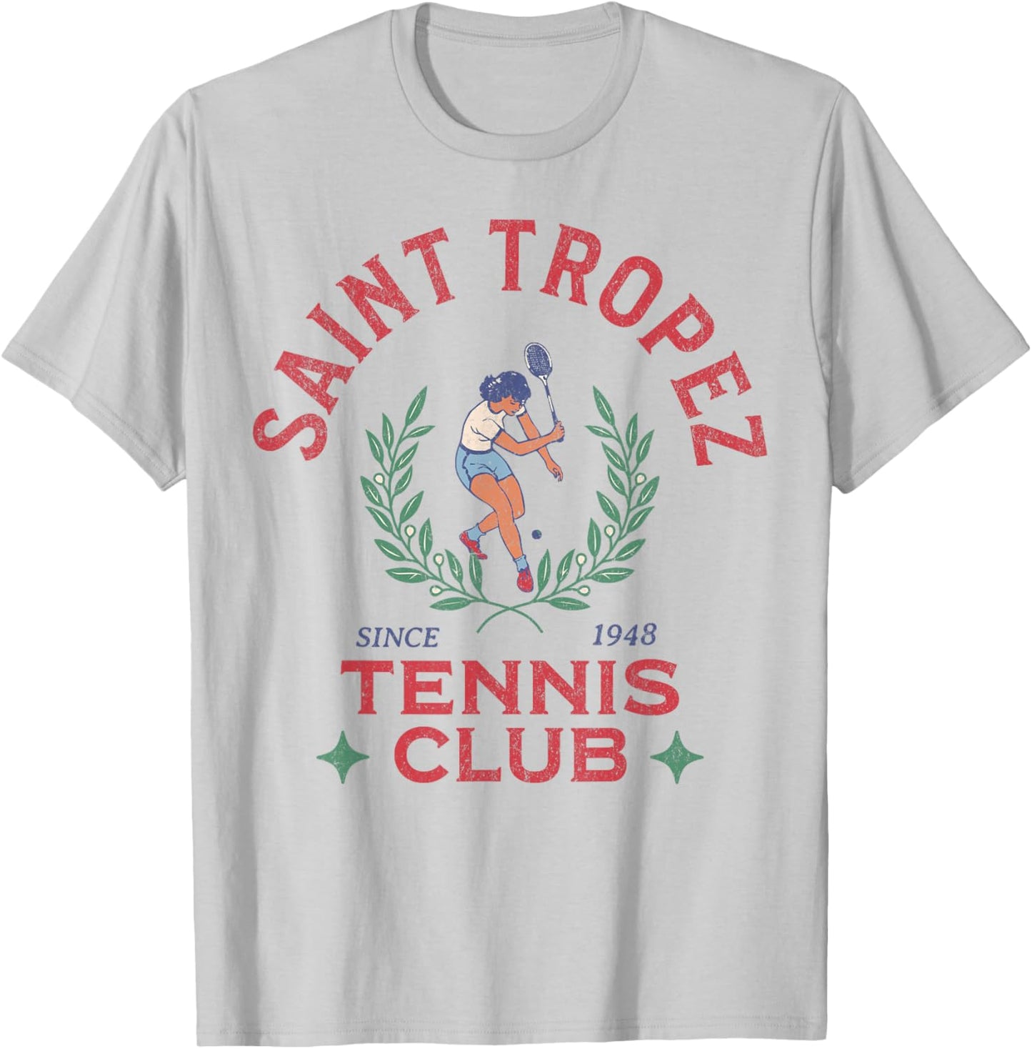 Saint-Tropez France Retro Vintage Tennis Club T-Shirt - T-Shirt | Ash