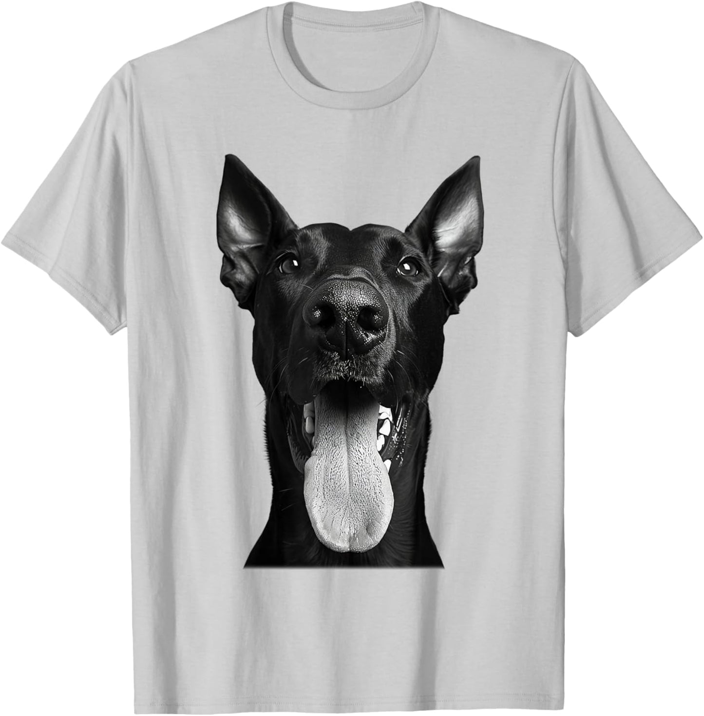 Cool Doberman Sticking Tongue Out Playful Defiance T-Shirt - T-Shirt | Ash