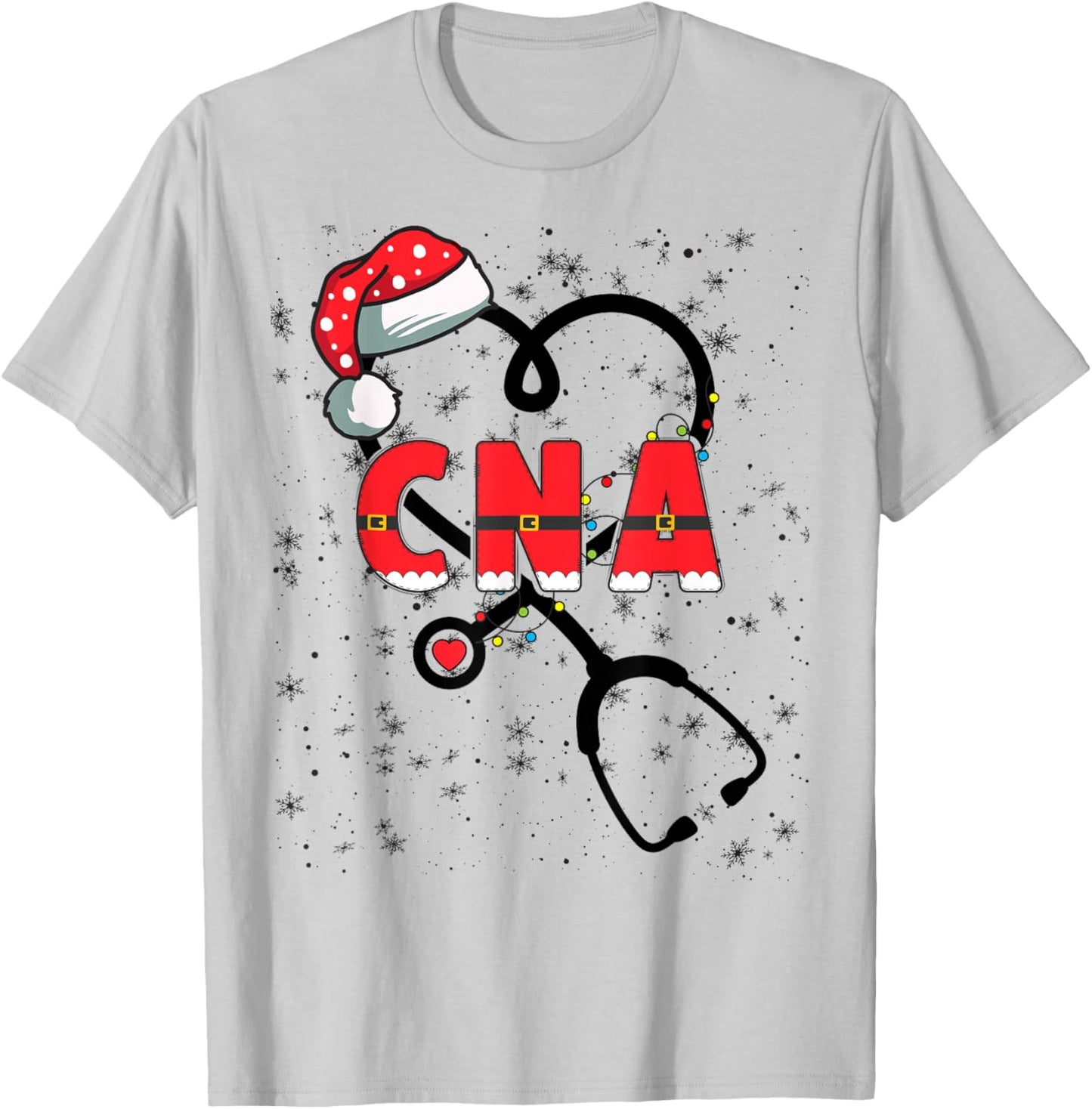 CNA Christmas Heart Certified Nursing Assistant Xmas Party T-Shirt - T-Shirt | Ash