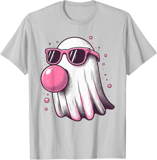 Ghost Bubble Gum Sunglasses Happy Halloween Boo Men Women T-Shirt - T-Shirt | Ash