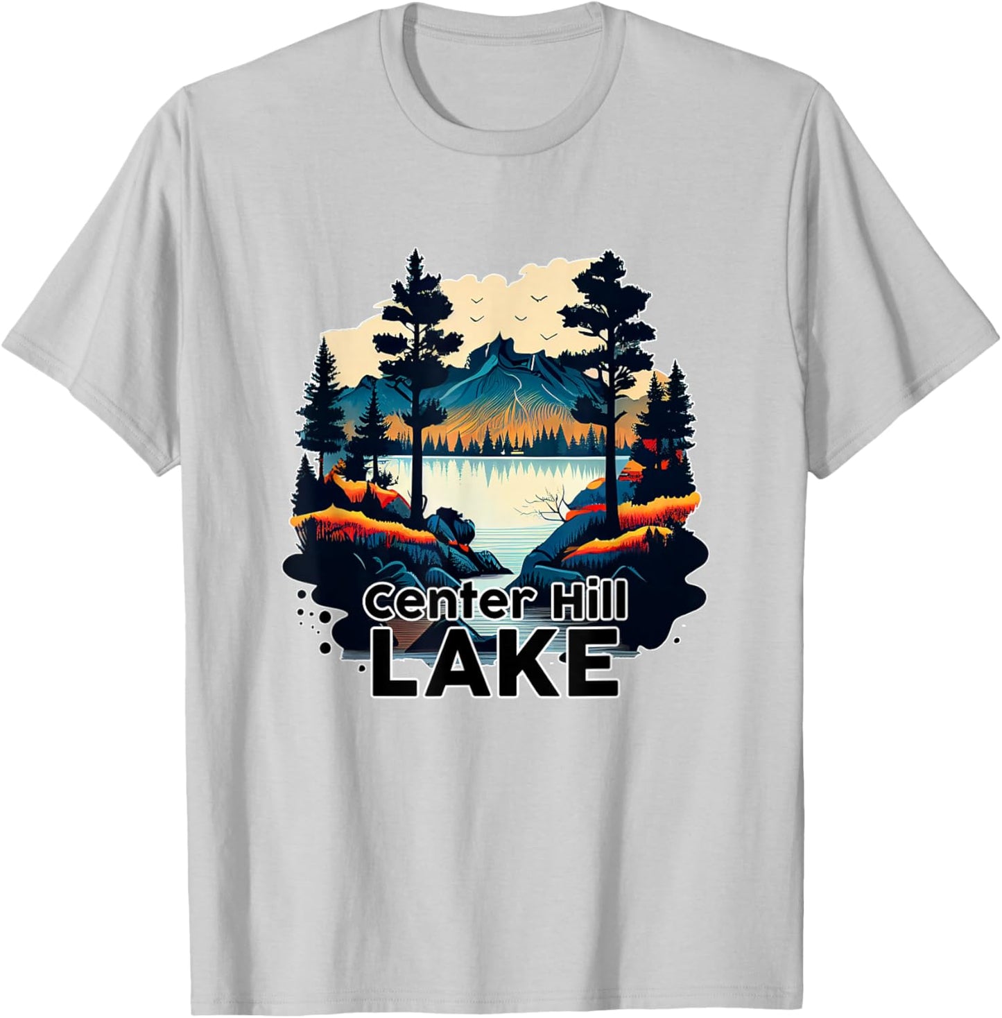 Center Hill Lake Retro Minimalist Lake Center Hill T-Shirt - T-Shirt | Ash