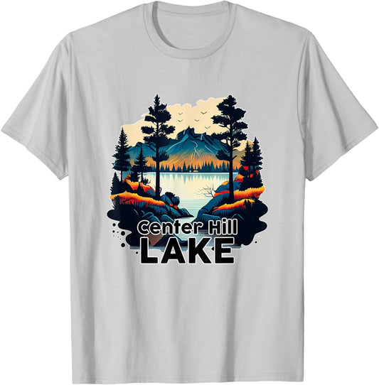 Center Hill Lake Retro Minimalist Lake Center Hill T-Shirt - T-Shirt | Ash