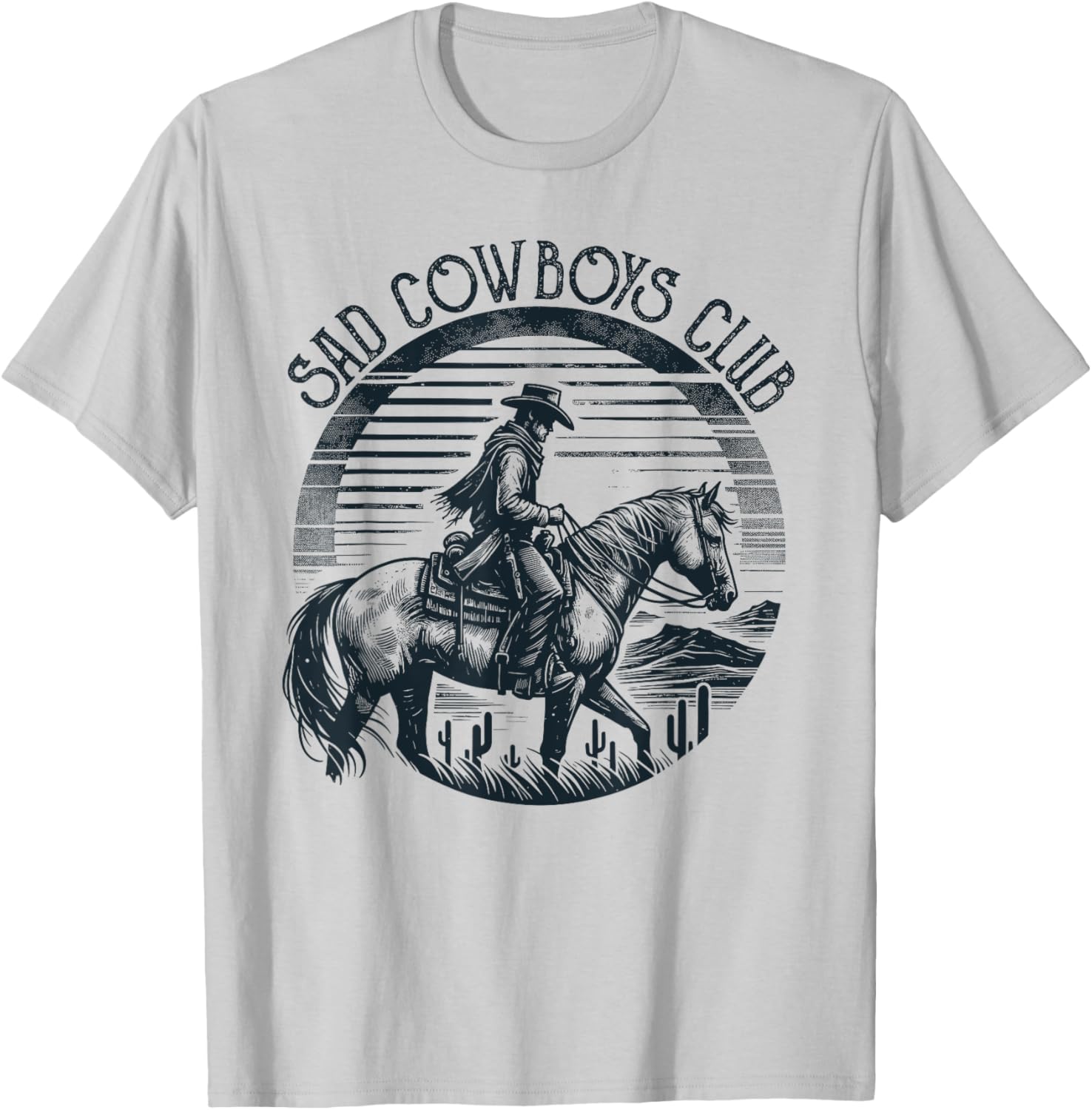 Retro Sad Cowboys Club, Sad Country Music Style Enthusiast T-Shirt - T-Shirt | Ash