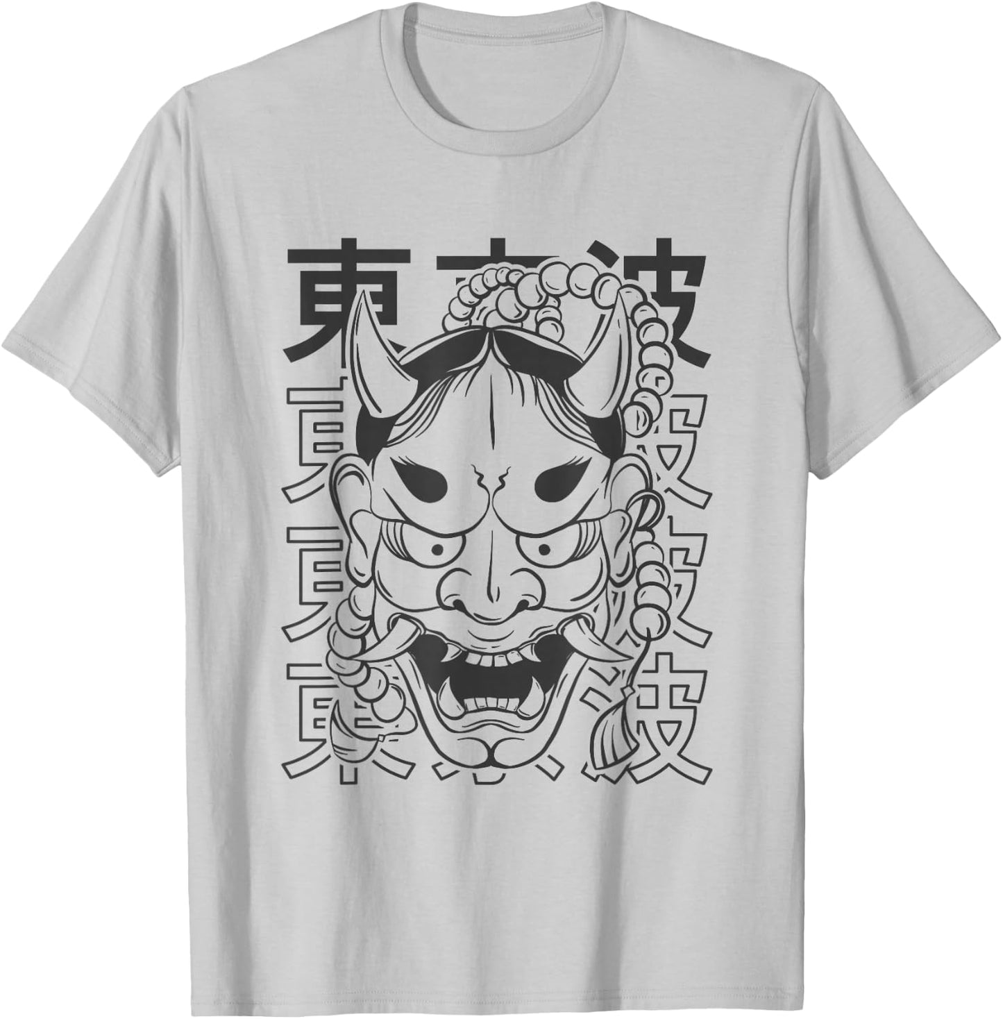 Japanese Demon Hannya Oni Mask Japanese Aesthetic Japan Art T-Shirt - T-Shirt | Ash