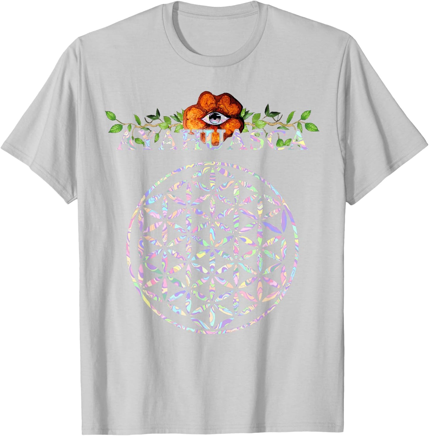 Ayahuasca Mandala Sacred Geometry Flower of Life DMT Shirt T-Shirt - T-Shirt | Ash