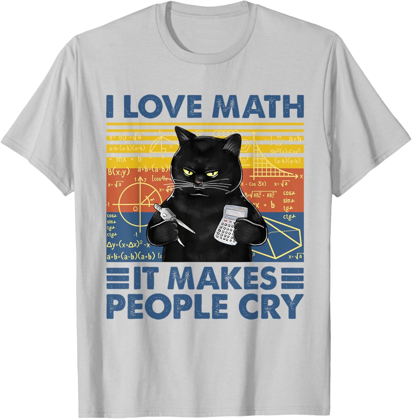 Black Cat Teacher I Love Math It Make People Cry Women T-Shirt - T-Shirt | Ash
