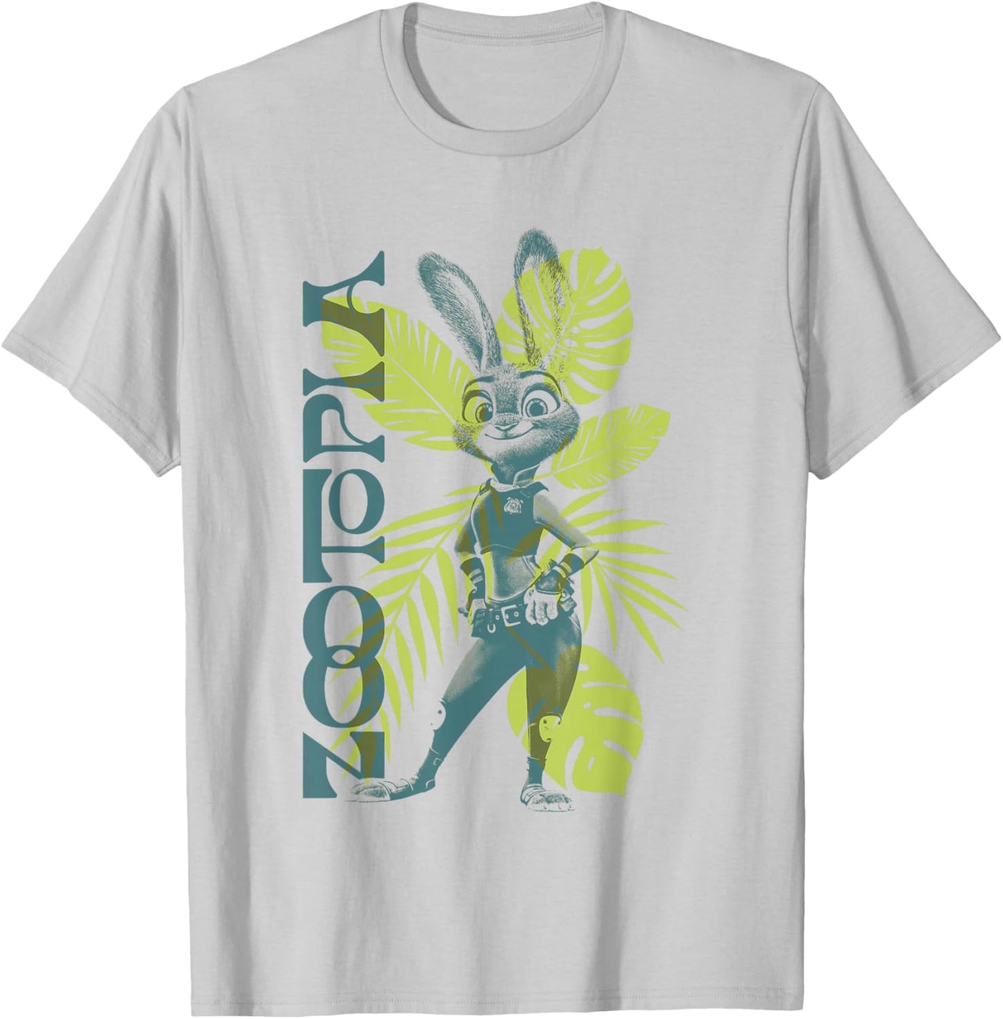 Disney Zootopia Spring Tropical Judy Hopps Leaf Pattern T-Shirt - T-Shirt | Ash