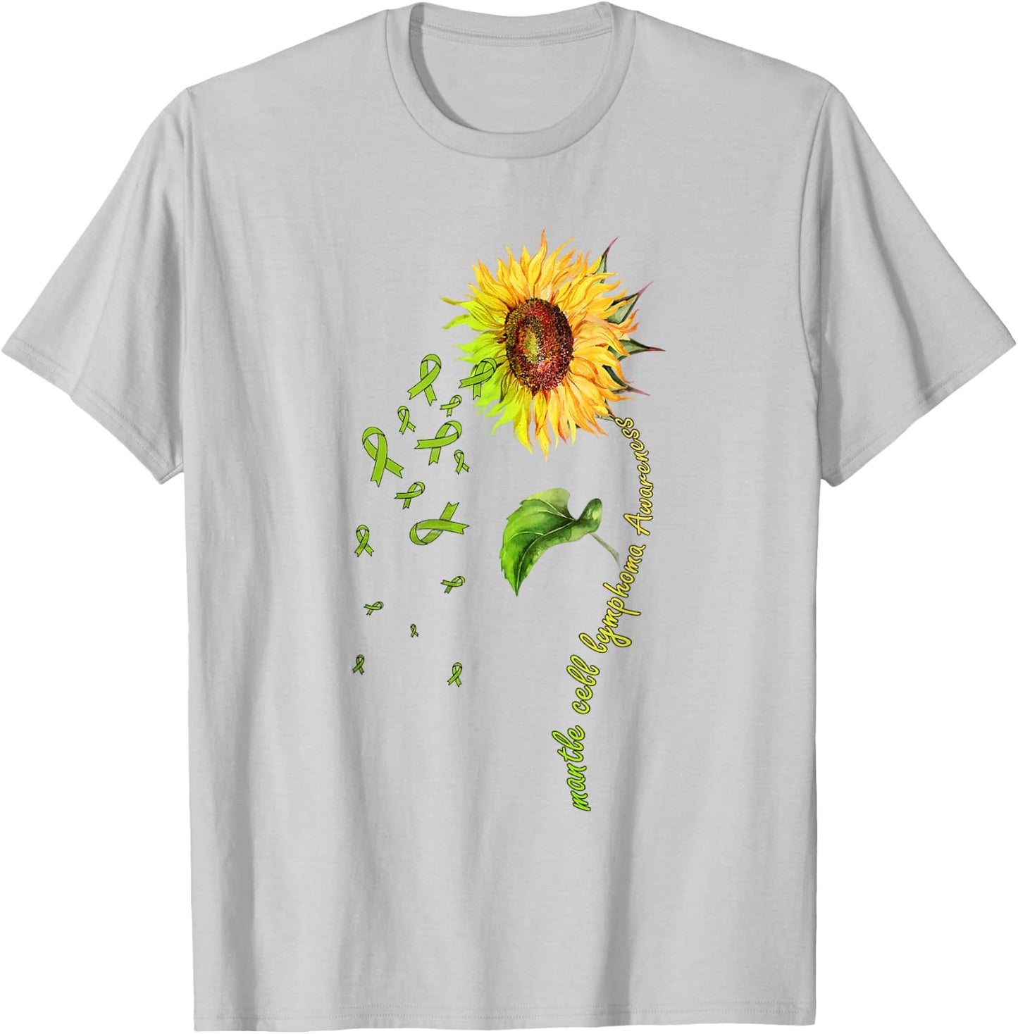 Mantle Cell Lymphoma Awareness Sunflower T-Shirt - T-Shirt | Ash