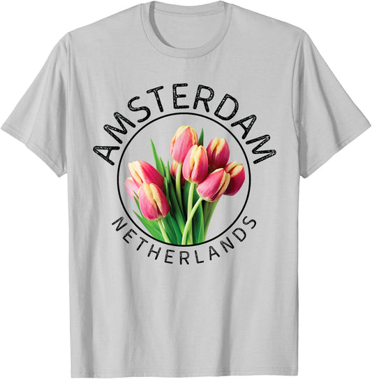 Amsterdam Tulip Festival Gift Netherlands Tulips T-Shirt - T-Shirt | Ash