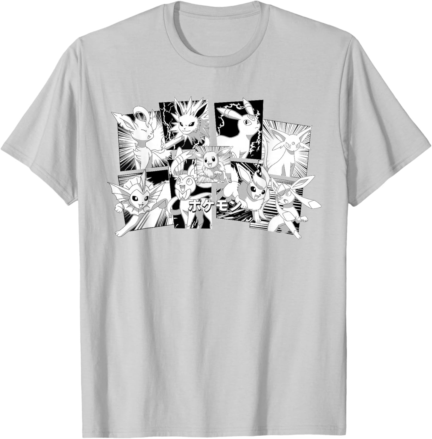 Pokémon - Eeveelutions Character Group Manga Panels T-Shirt - T-Shirt | Ash
