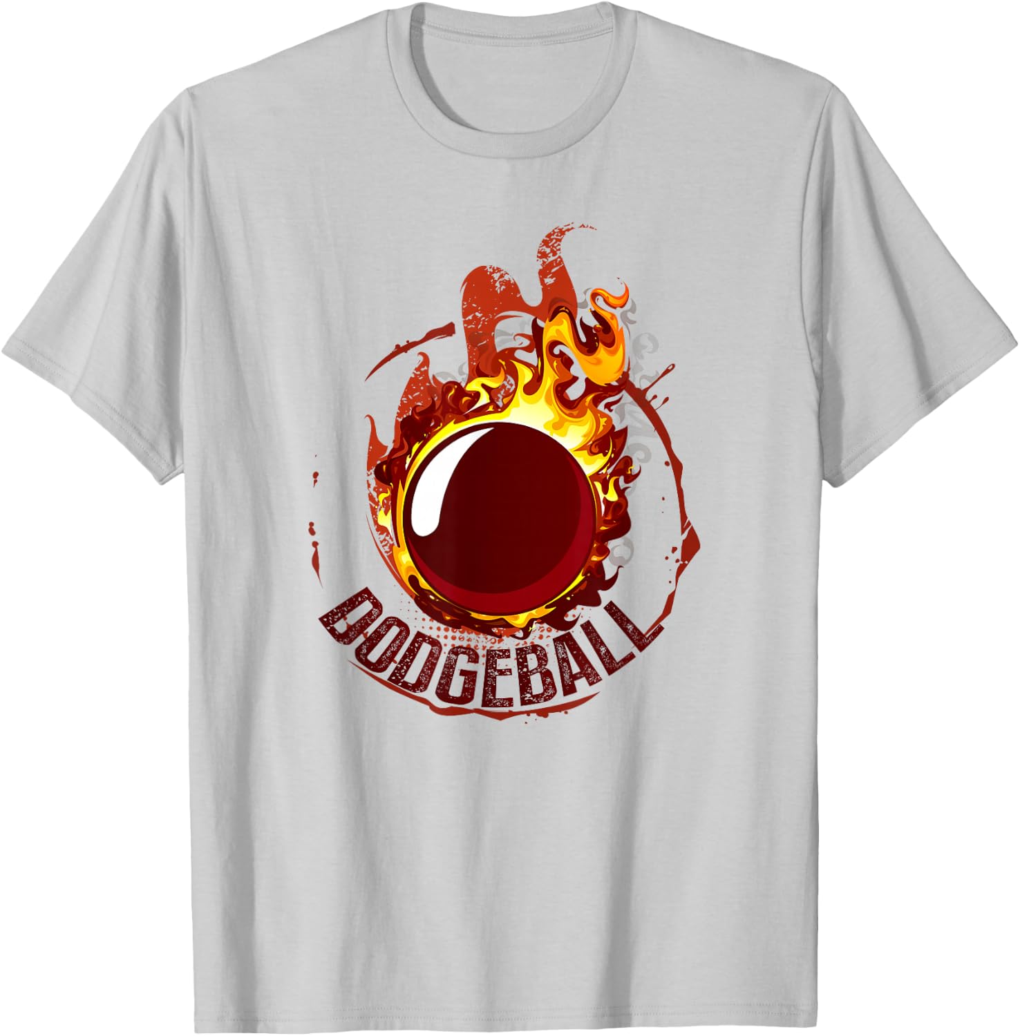 Dodgeball Ball on Fire T-Shirt - T-Shirt | Ash