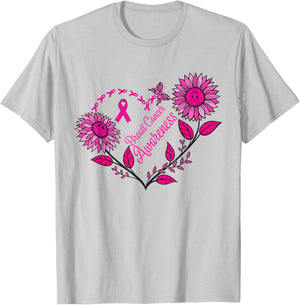 Sunflower Breast Cancer Shirts Pink RibbonMen Women T-Shirt - T-Shirt | Ash