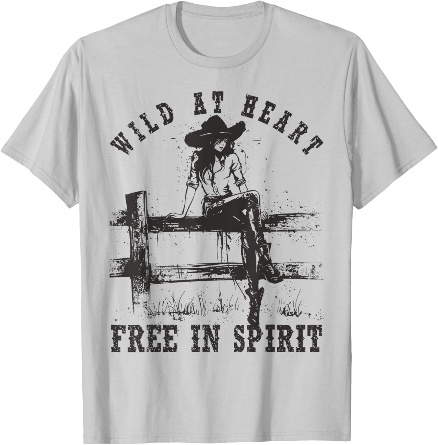 Wild at Heart Free in Spirit Cowgirl Vintage Western T-Shirt - T-Shirt | Ash
