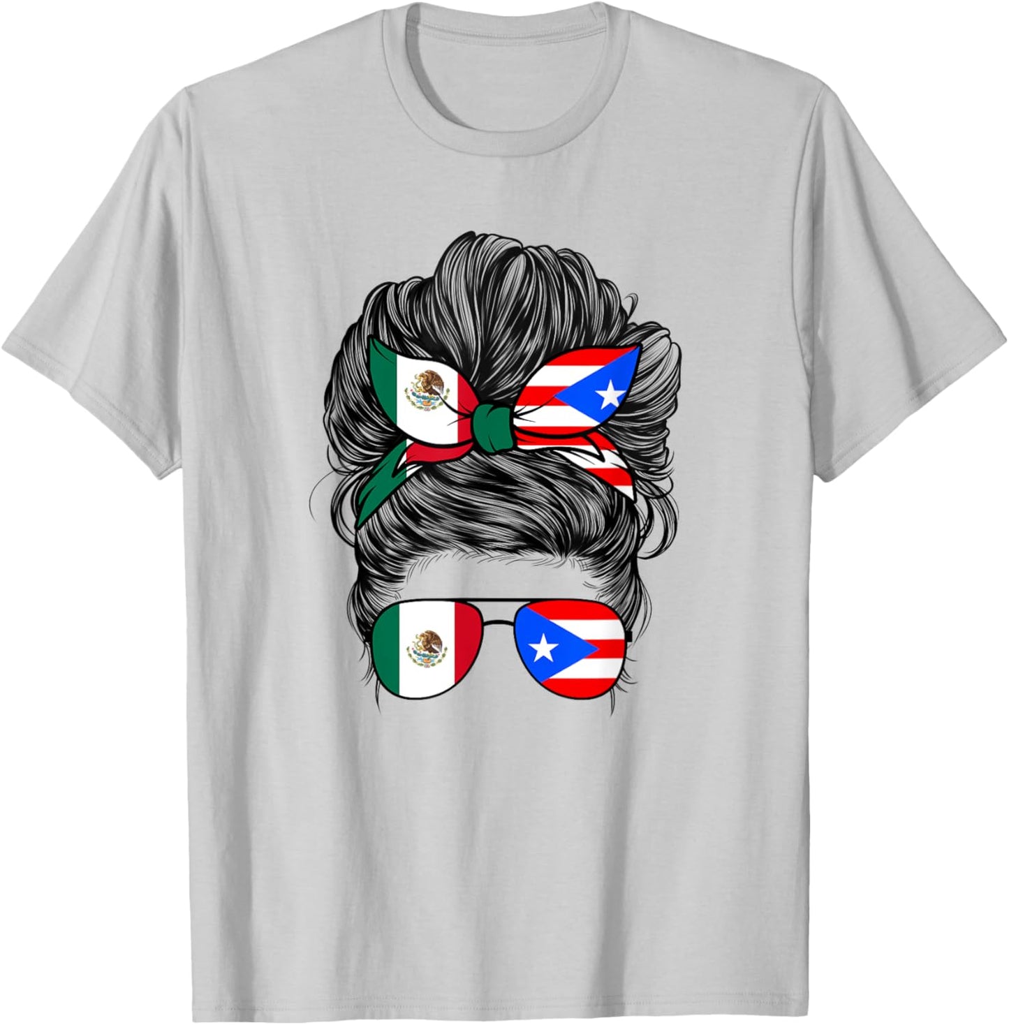 Mexirican Girl Women Half Mexican And Puerto Rican Rico Flag T-Shirt - T-Shirt | Ash