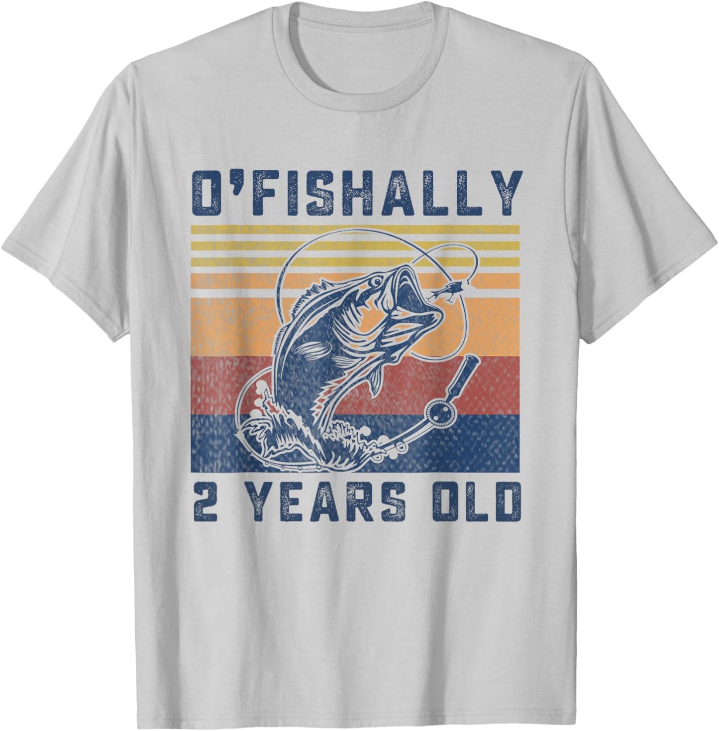 Ofishally 2 Year Old Shirt 2nd Birthday Fishing US Flag T-Shirt - T-Shirt | Ash