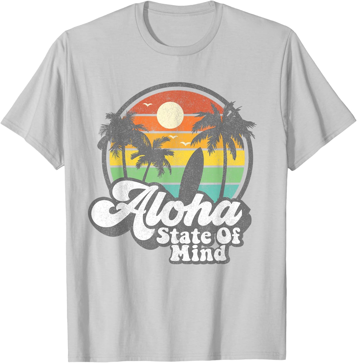 Vintage Hawaii Aloha State Hawaiian Beach Surfing Surf Gift T-Shirt - T-Shirt | Ash