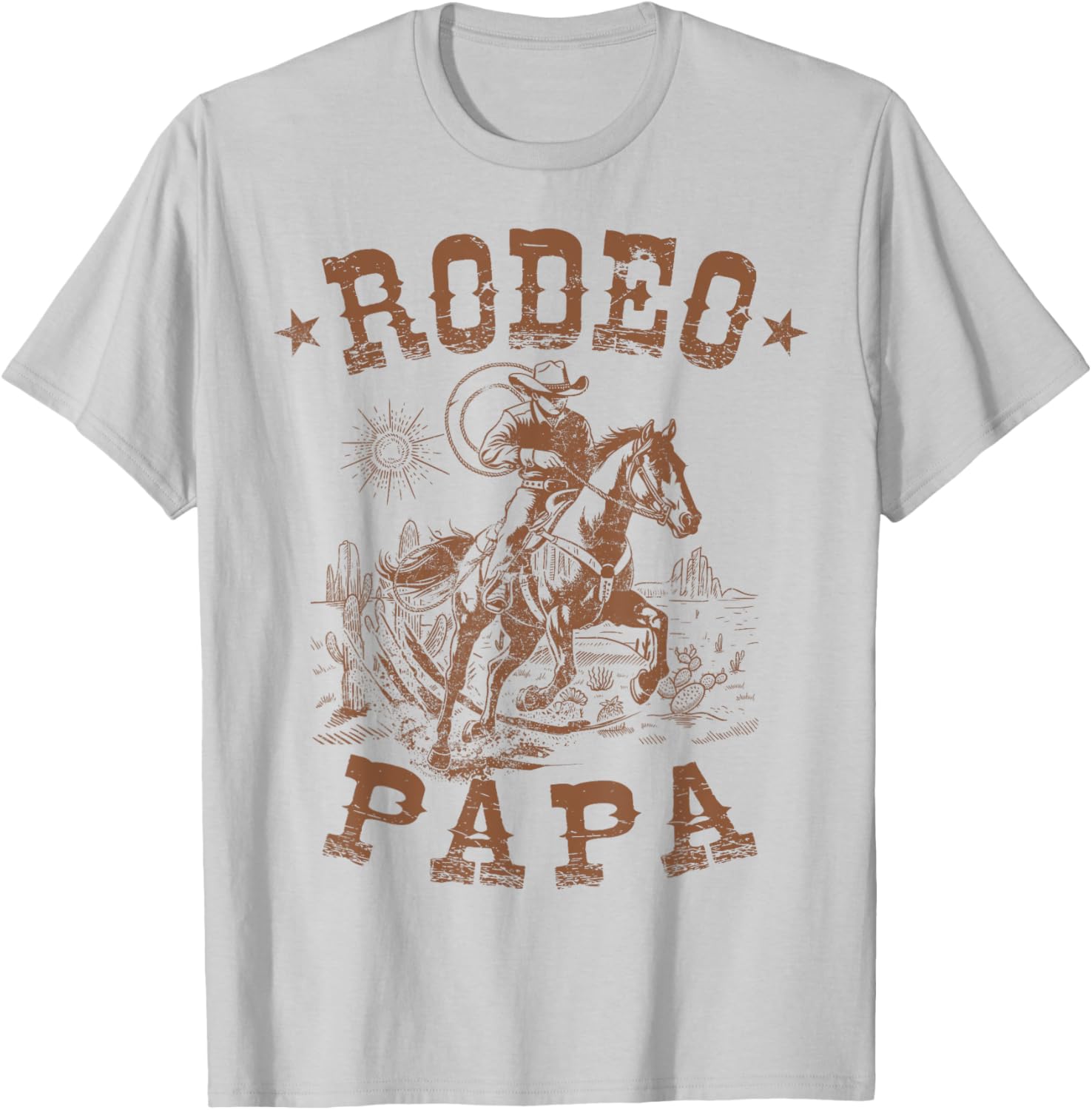 Rodeo Papa Western Cowboy Family Matching Father's Day T-Shirt - T-Shirt | Ash