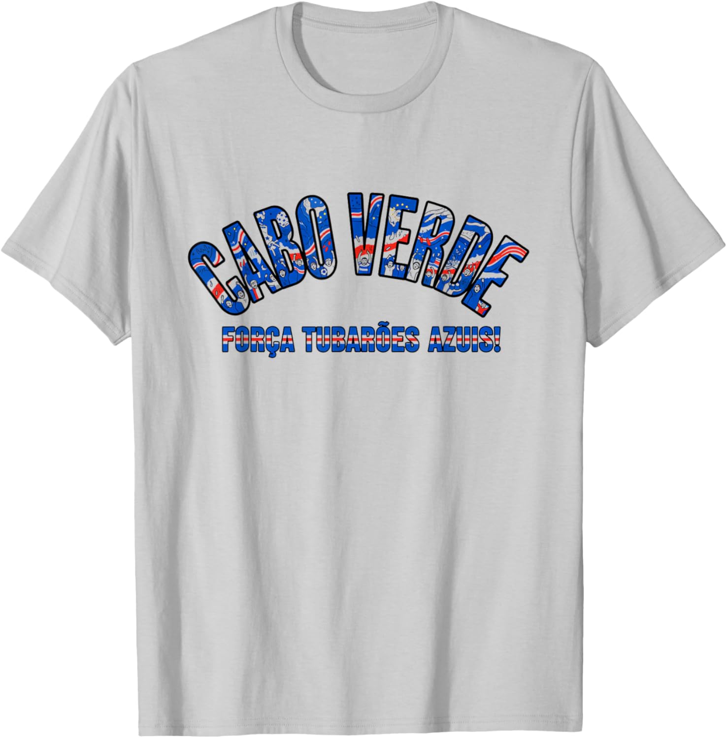 Soccer Fan Shirt 2026 Cabo Verde Forca Tubaroes Azuis T-Shirt - T-Shirt | Ash