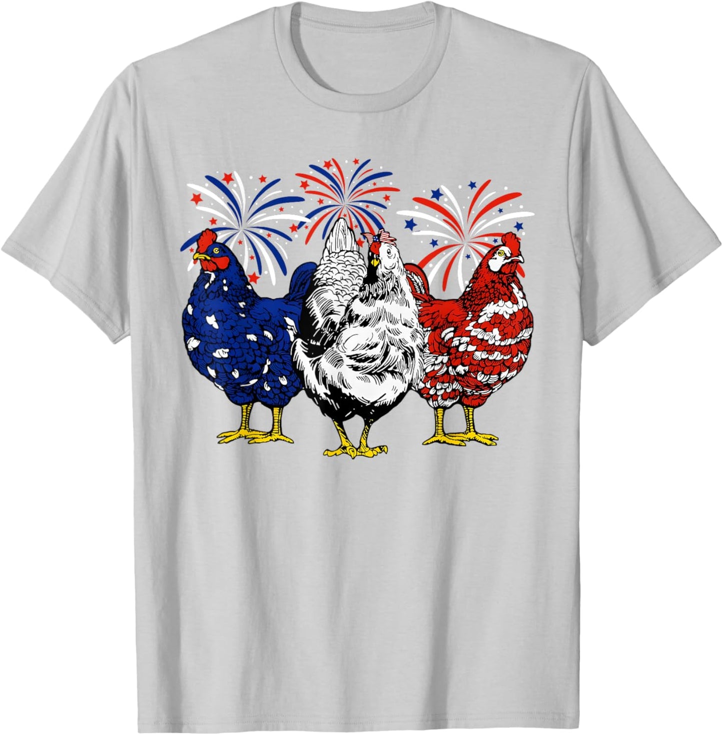 Chicken USA Flag Patriotic Chicken Lover 4th of July Men T-Shirt - T-Shirt | Ash