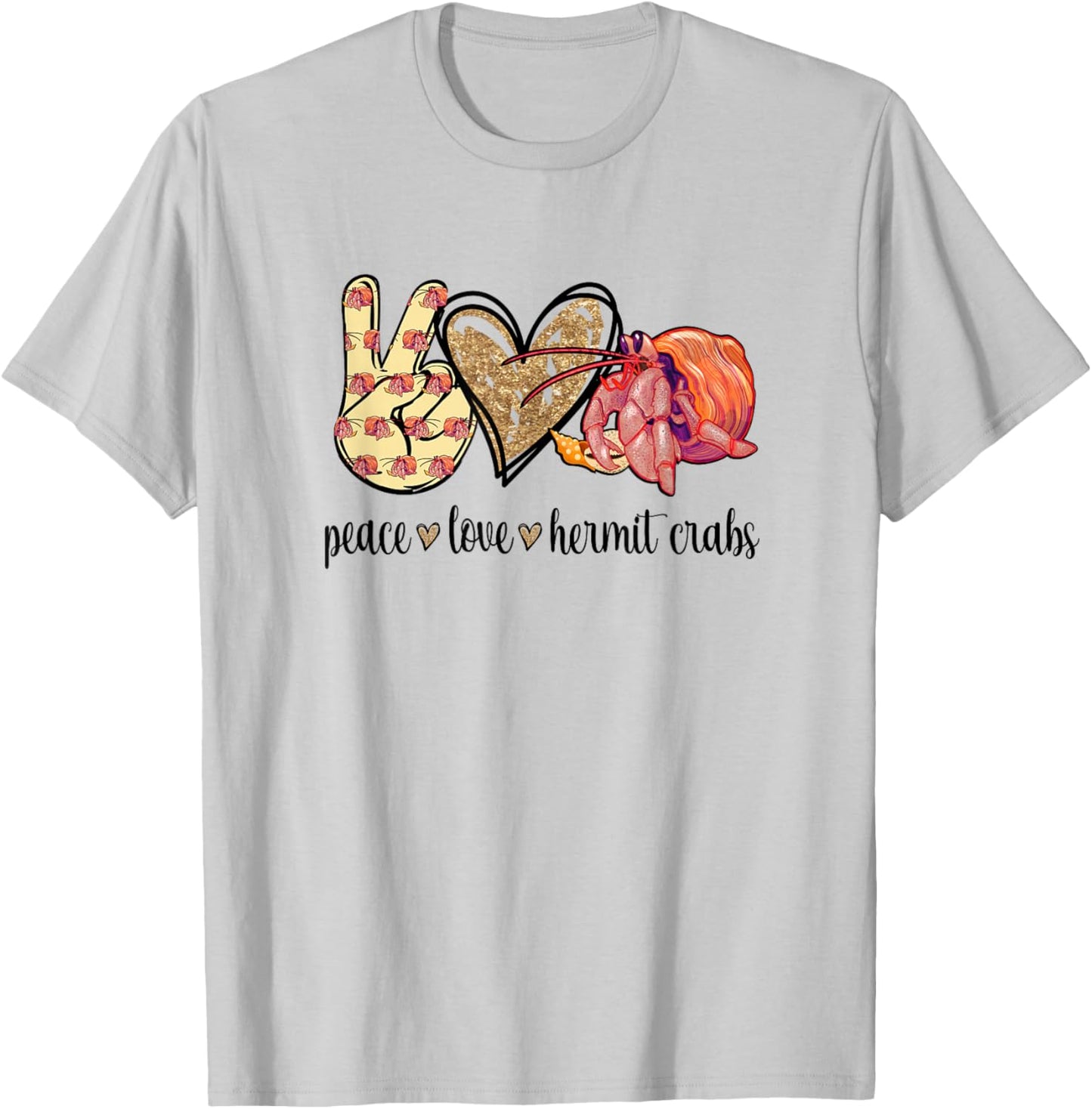 Peace Love Pet Hermit Crab Lover T-Shirt - T-Shirt | Ash