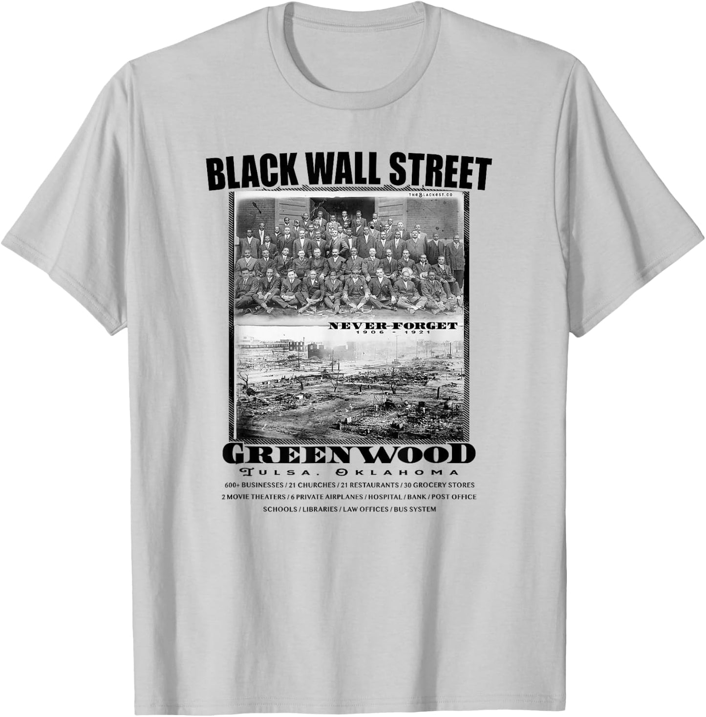 Black Wall Street Vintage Photos Black History T-Shirt - T-Shirt | Ash
