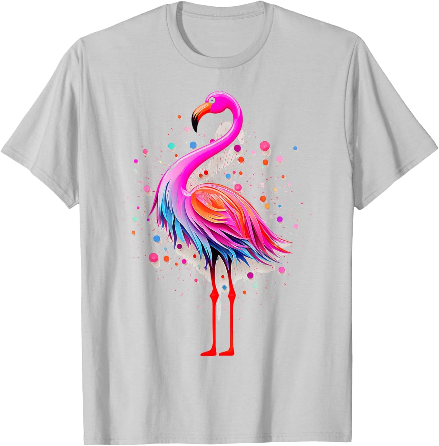 Flamingo Art Geometric Animal Cute Graphic Flamingo T-Shirt - T-Shirt | Ash