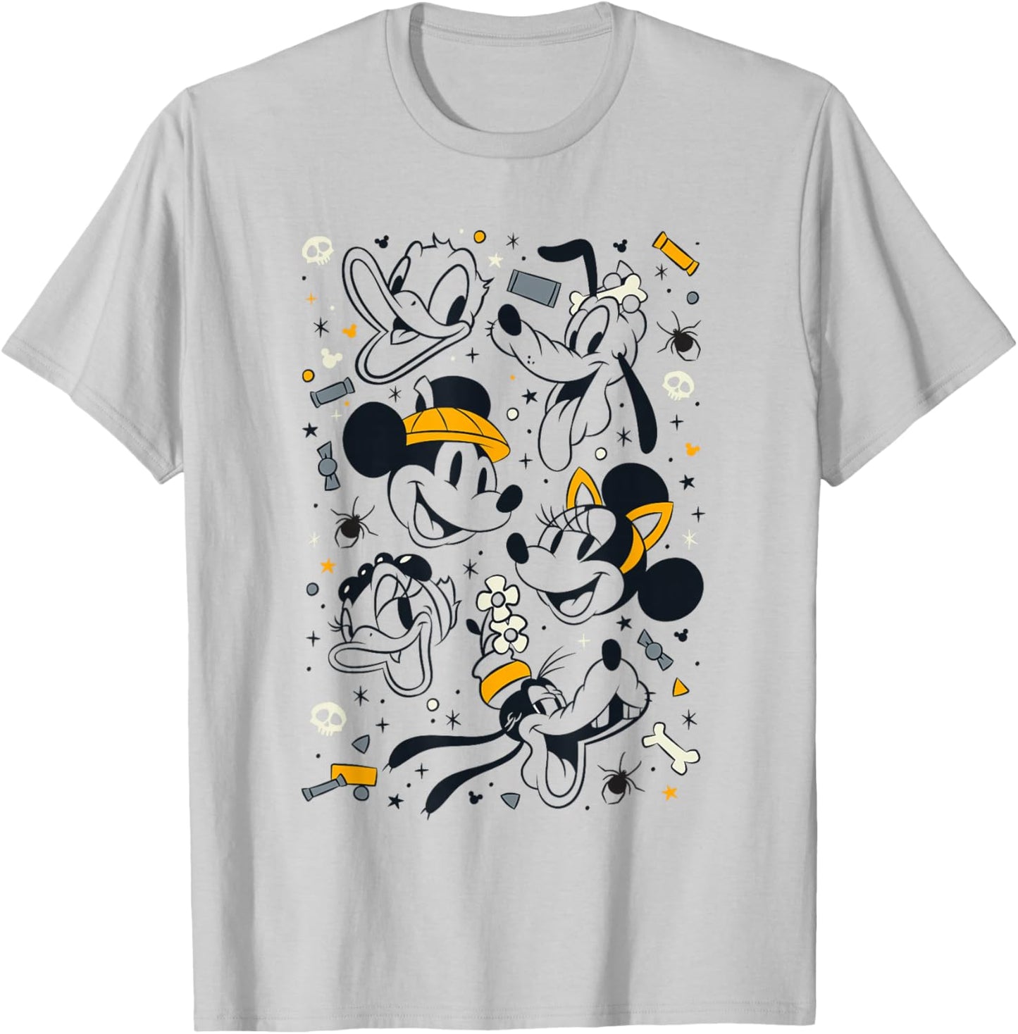 Disney Mickey And Friends Halloween Candy Spooky Group Icons T-Shirt - T-Shirt | Ash