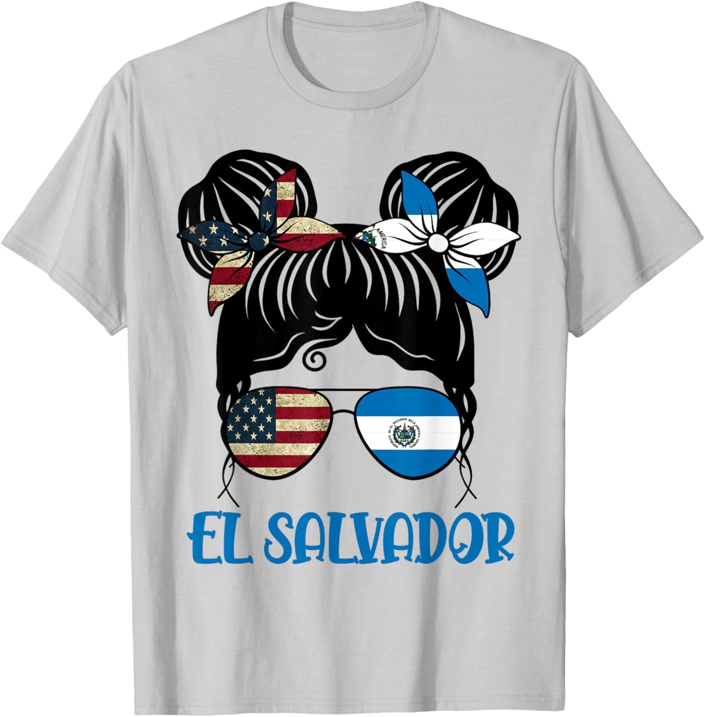 Half American Half Salvadorian Girl USA El Salvador Flag kid T-Shirt - T-Shirt | Ash