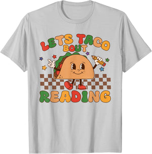 Lets Taco Bout Reading Back To School Science Teacher Groovy T-Shirt - T-Shirt | Ash