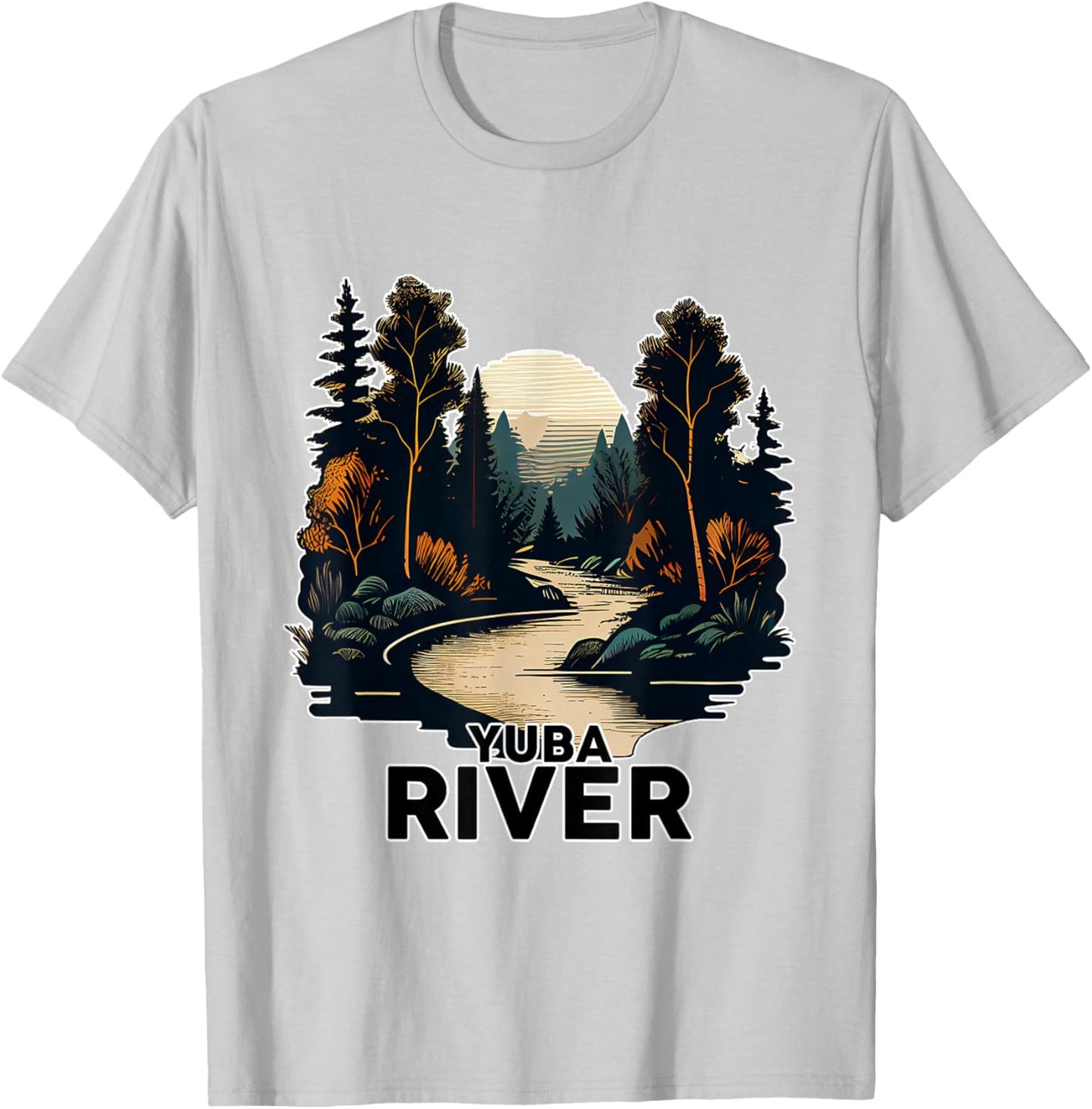 Yuba River Retro Minimalist River Yuba T-Shirt - T-Shirt | Ash