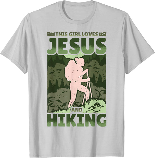 Hiking Lover Christian Protestant Religion Faith Jesus Funny T-Shirt - T-Shirt | Ash
