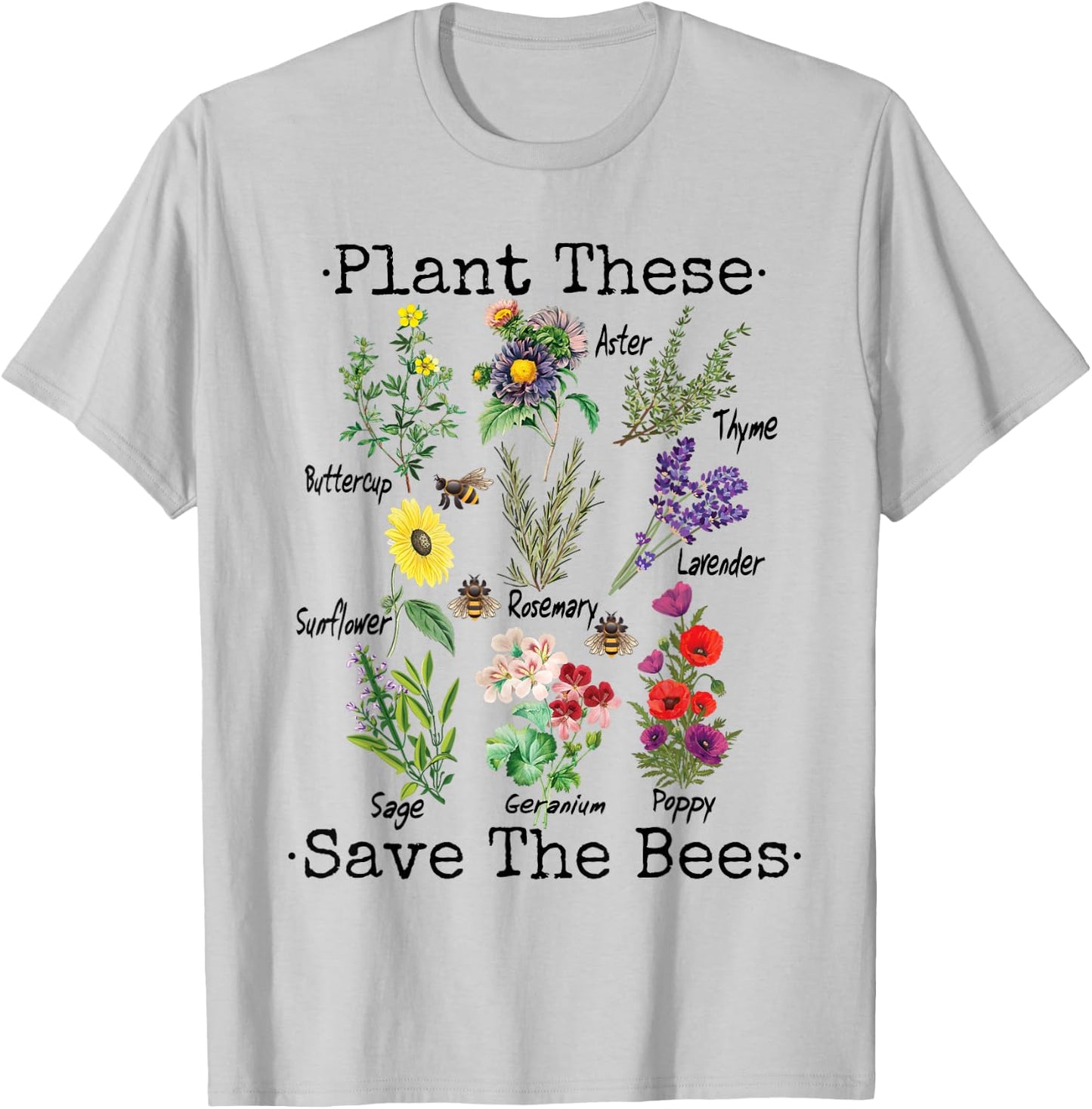 Plant These Save The Bees Shirt Women Yellow Flowers T-Shirt - T-Shirt | Ash