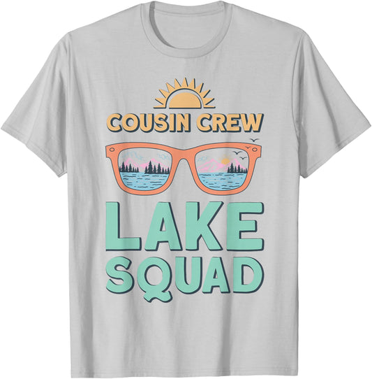 Cousin Crew Lake Squad 2025 Family Reunion Summer Vacation T-Shirt - T-Shirt | Ash