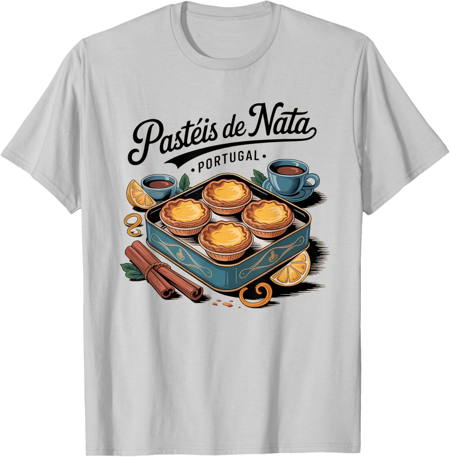 Traditional Portuguese Cream Tartlets Art Pastéis de Nata T-Shirt - T-Shirt | Ash