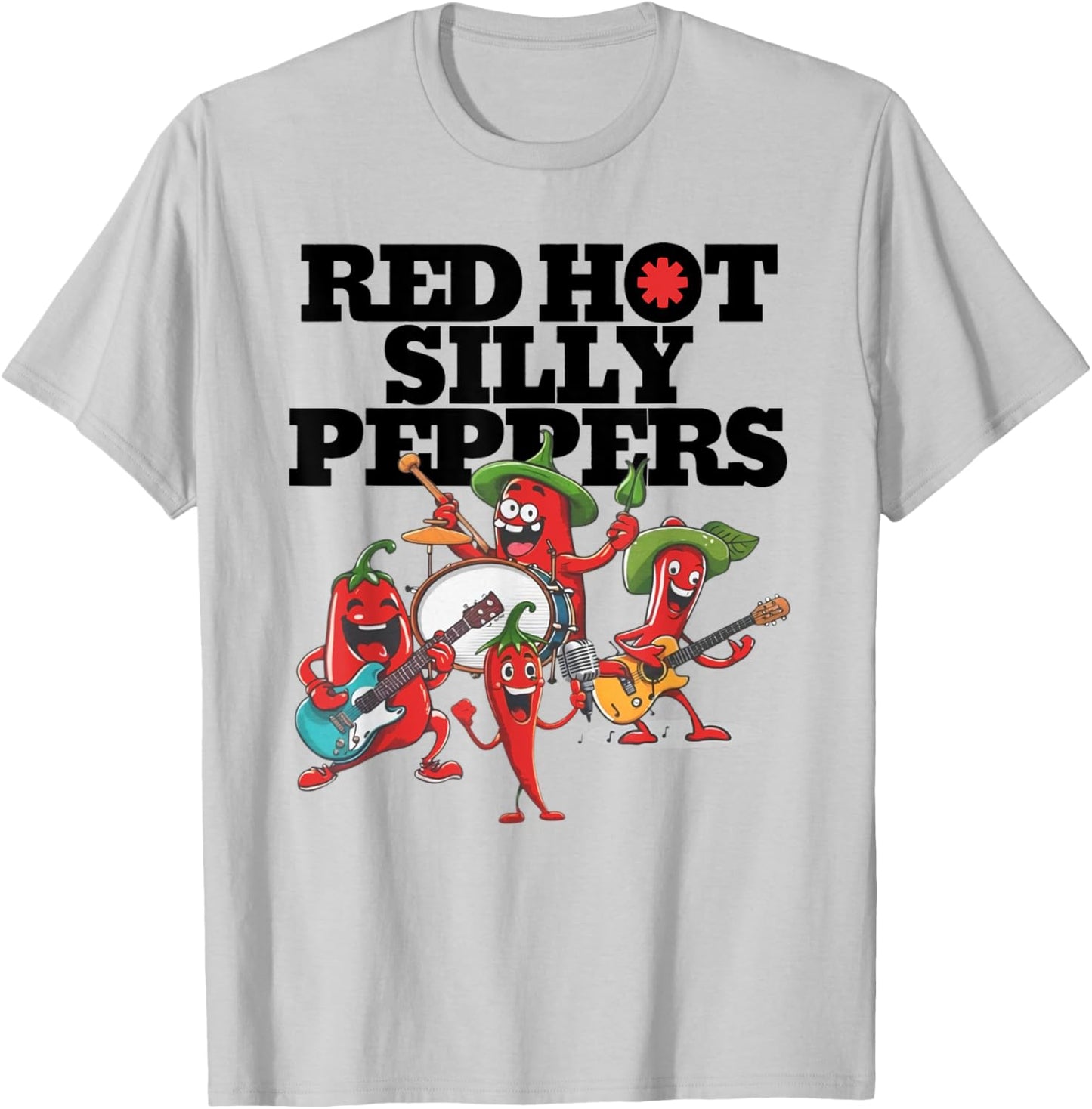 Red Hot Silly Peppers Funny Parody Cute Chilli Music Band T-Shirt - T-Shirt | Ash