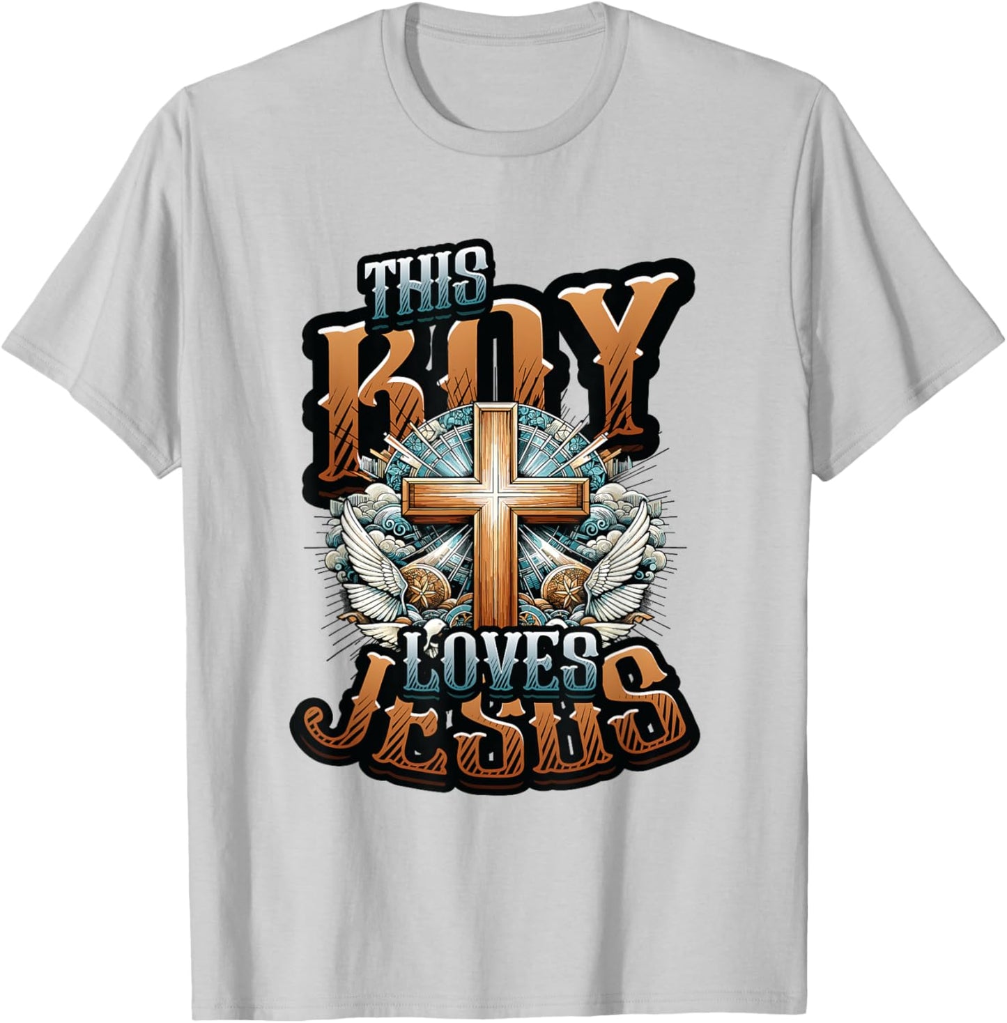 This Boy Loves Jesus - Christian Boys Jesus T-Shirt - T-Shirt | Ash